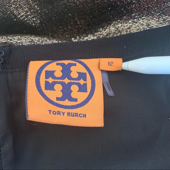 Tory Burch Gold Shimmer Pencil Skirt Sz 12 - Picture 5 of 10